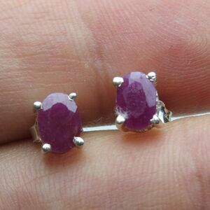 925 sterling silver ruby stud earrings